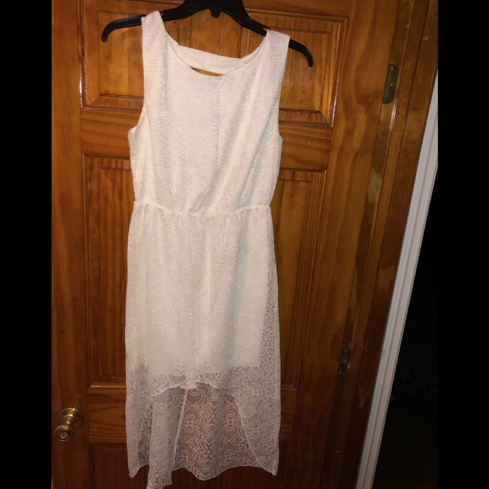 White lace high low dress with sexy back!